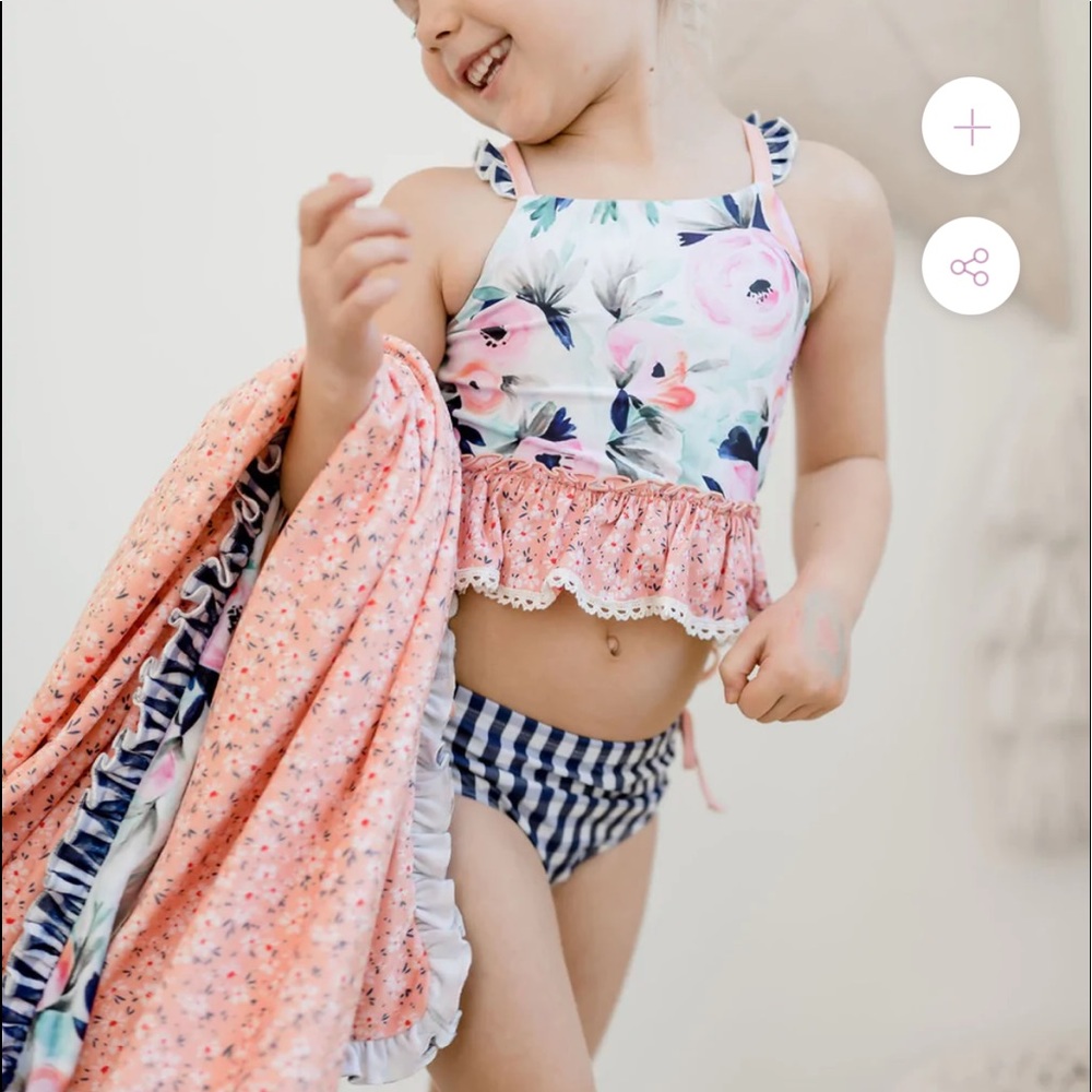 Cheeky Plum Calypso Swim Set! NWT 2T Selah Tankini Bikini and cover up - Picture 11 of 16